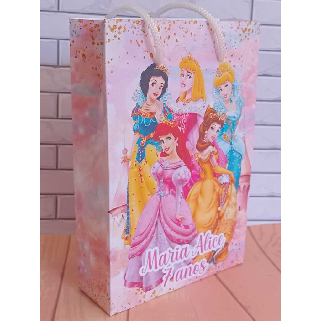 Sacolinha Surpresa Personalizada Lembrancinha Princesas PEGUE E MONTE