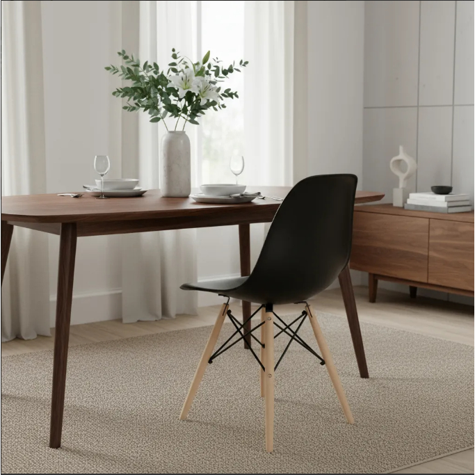 Cadeira De Jantar Charles Eames Eiffel Pes De Madeira
