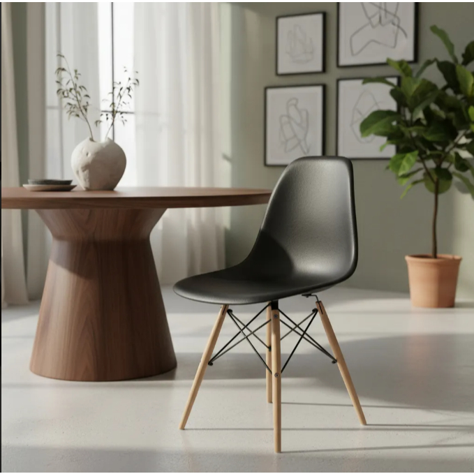Kit 2 Cadeiras De Jantar Empório Tiffany Eames Wood Preto
