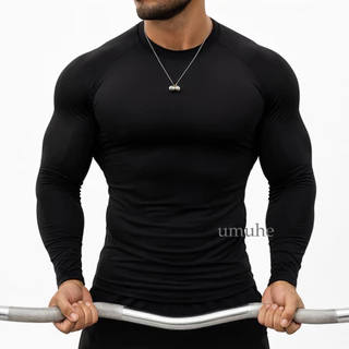 Camiseta Compressão Academia Manga Longa Rash Guard Jiujitsu Apertada Justa Treino