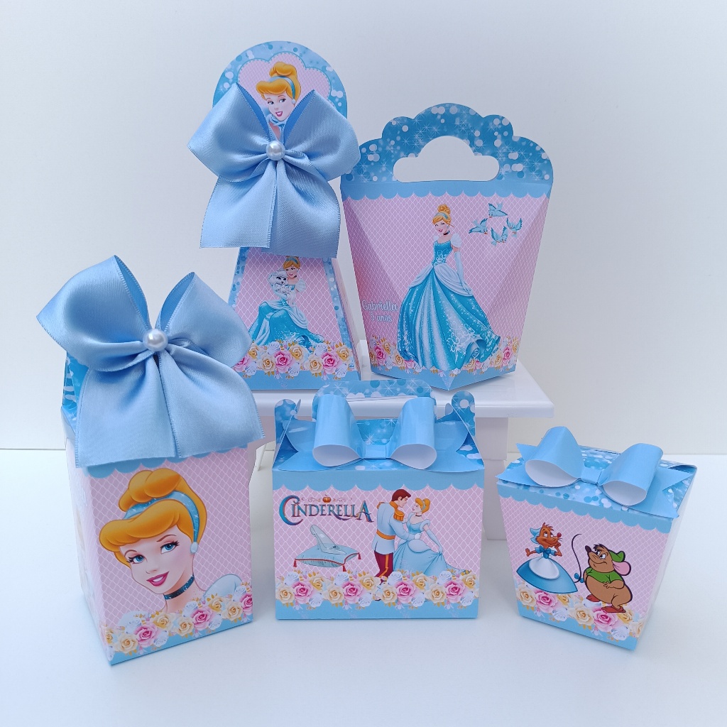 Kit Festa Cinderela l Princesas Disney l Personalizados l Lembrancinha para Festa l kit Caixas