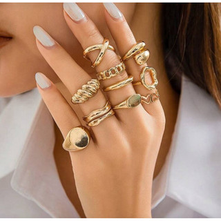10 Peças Anéis Empilháveis Redondo Joias Da Moda Conjunto De Presente Meni