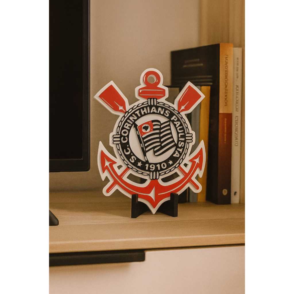 Simbolo Sport Clube Corinthians Paulista (SCCP) Feito em PLA Biodegradável Escudo Brasão Time