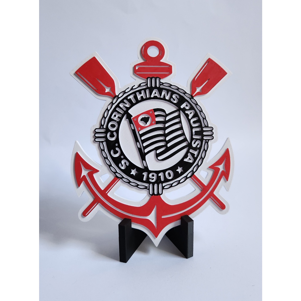 Simbolo Sport Clube Corinthians Paulista (SCCP) Feito em PLA Biodegradável Escudo Brasão Time — imagem 2 de 2