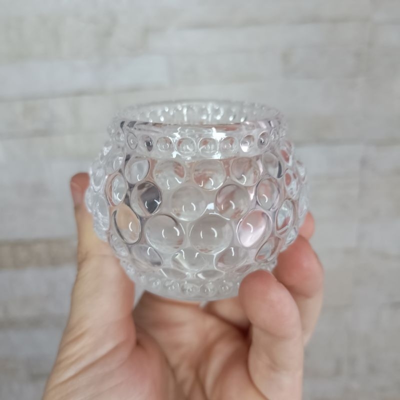 Castiçal Redondo de Vidro Porta Vela Enfeite Evento Festa Suporte Decoração