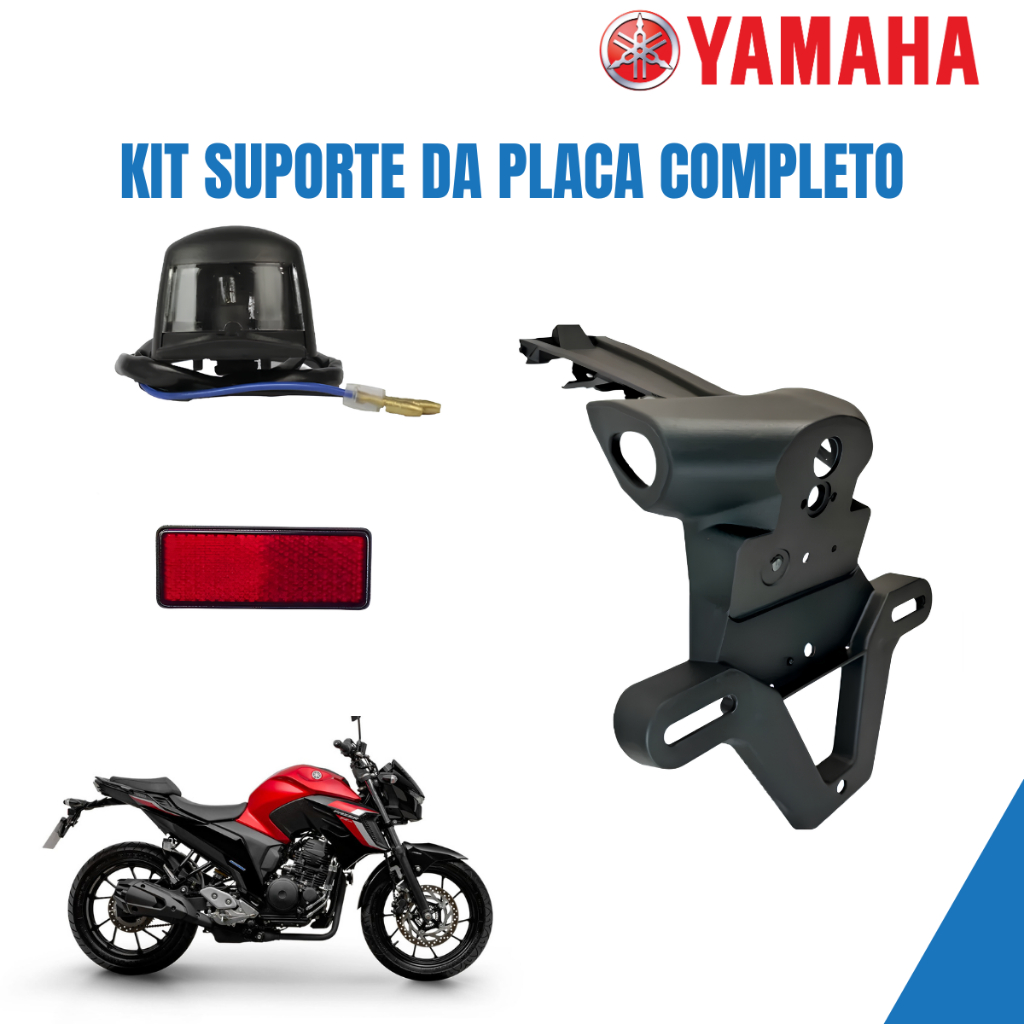Suporte Placa Lanterna Placa Refletor Olho de Gato Fz25 Fazer 250 2018 A 2025