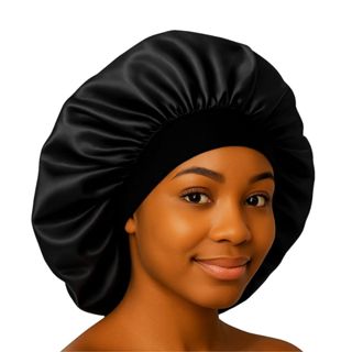 Touca Faixa Preta De Cetim Anti Frizz Com Barra Super Luxo Preto em Oferta na Shopee