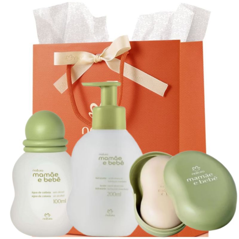 Natura Mamãe e Bebe Kit Colônia 100ml + Hidratante 200ml + sabonete com saboneteira