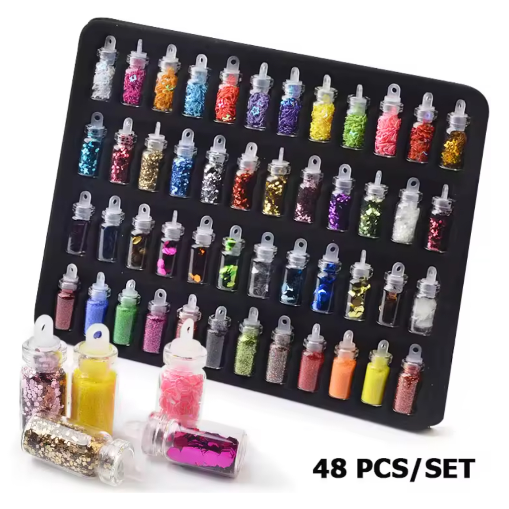 Kit 48 Glitter Decoração De Unhas Pérola Caviar Lantejoula