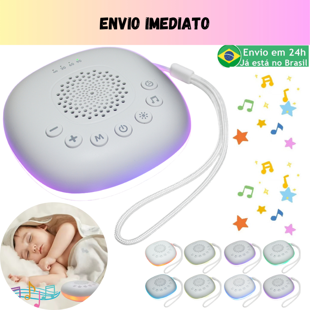 Aparelho de Som Ruído Branco Ninar Útero Relaxante Portátil para Bebê Sono Tranquilo e Relaxante Luz em Oferta na Shopee
