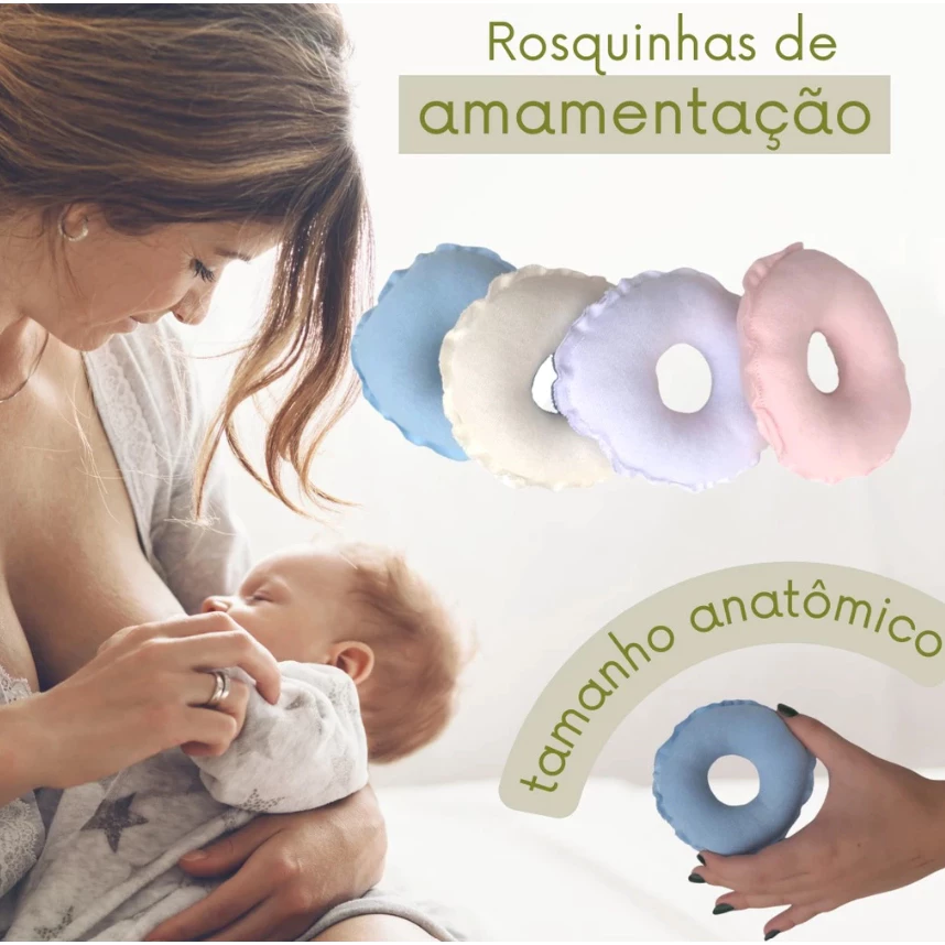 Kits Rosquinha de Amamentação 100% algodão 4 unidades 2 pares