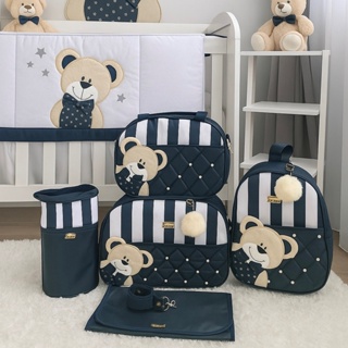Bolsa Maternidade Menino Menina  Urso 5 Peças Térmica Revestidas Luxo em Oferta na Shopee
