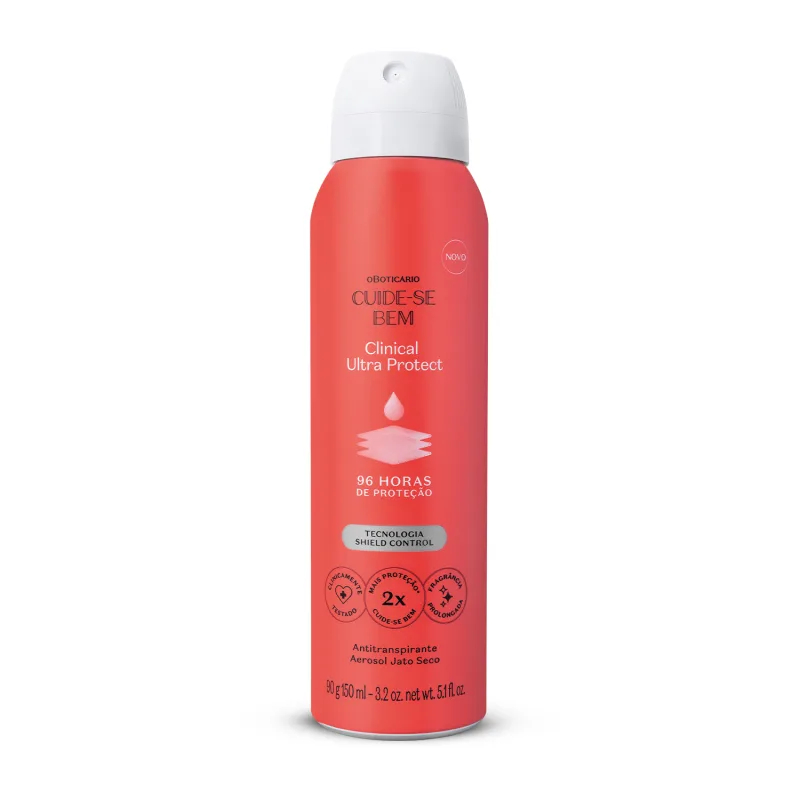 Desodorante Antitranspirante Aerosol Cuide-se Bem Clinical Ultra Protect 90g/150ml Cuide-se bem Boticário