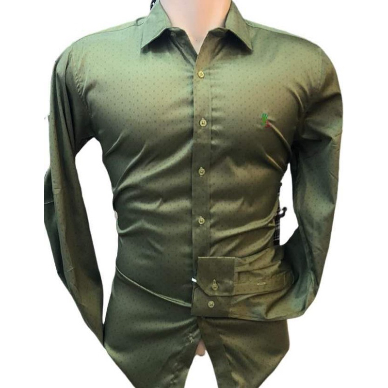 Camisa social manga longa estampa com elastano