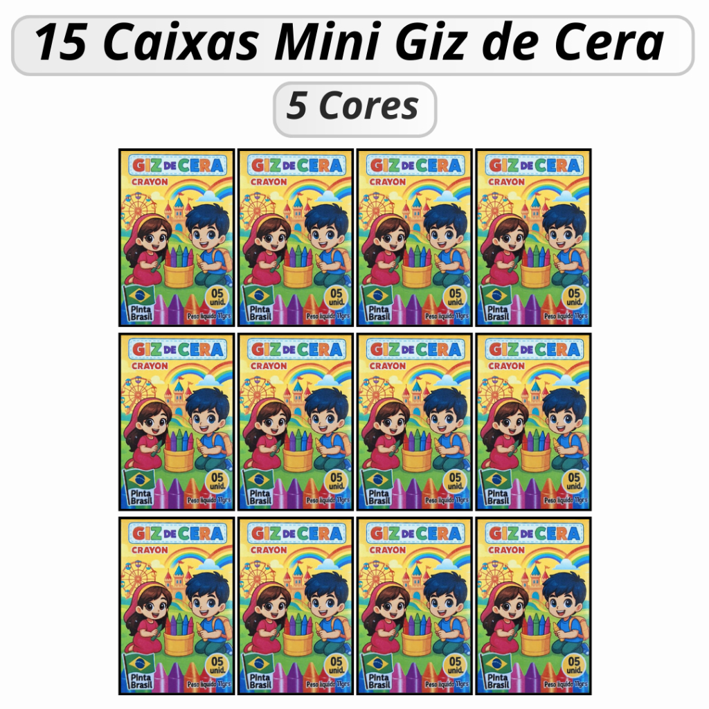 15 Cx Mini Giz de Cera 5 Cores P/ Kit Festa Infantil Lembrancinha em Oferta na Shopee