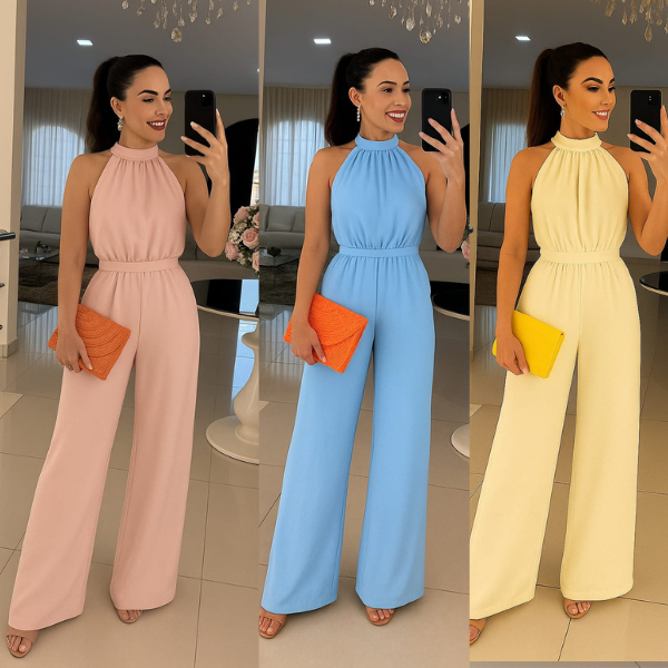 Macacão Longo Feminino Gola  Alta