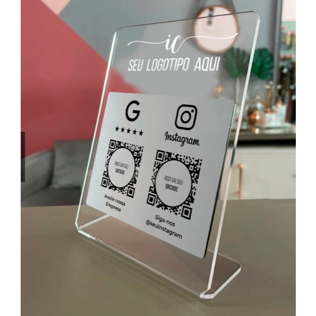 Placa Display Personalizado 02 Qrcode Pix Wifi Instagram Wpp