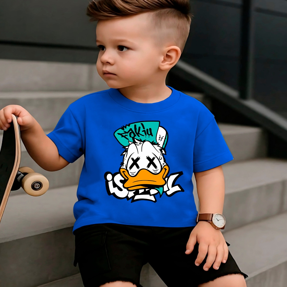 Camiseta Estampada Colorida Infantil Desenho para Crianças Gola Redonda e Manga Curta 30.1 Penteado