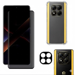 Kit Proteção Completa Xiaomi Poco X7 5G | Película Privacidade Fosca Anti Espião + Capa Anti Shock  + Película Câmera 3D em Oferta na Shopee