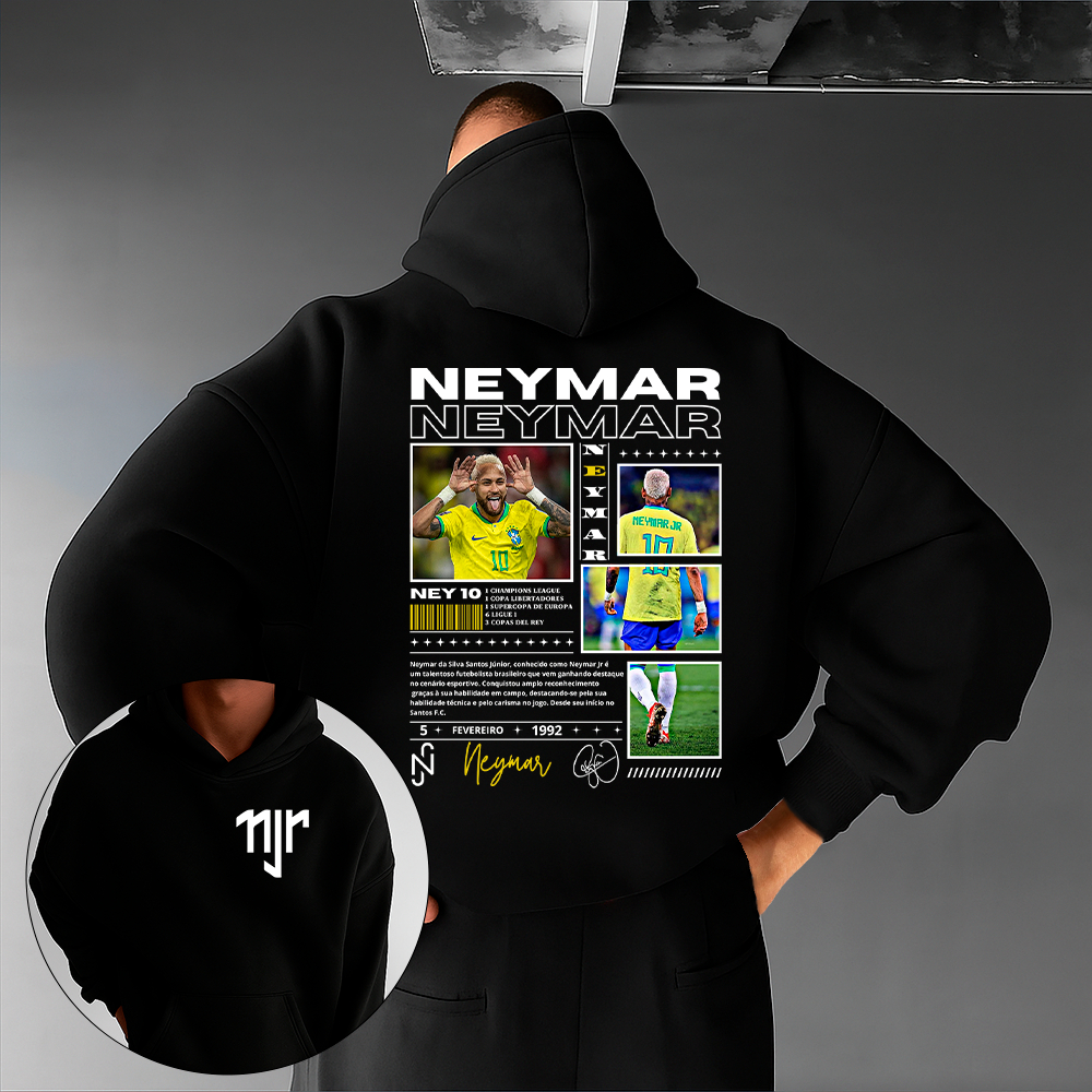 Moletom Canguru Com Capuz nj Neymar Junior Personalizada Futebol Streetwear Personalizado em algodao unissex