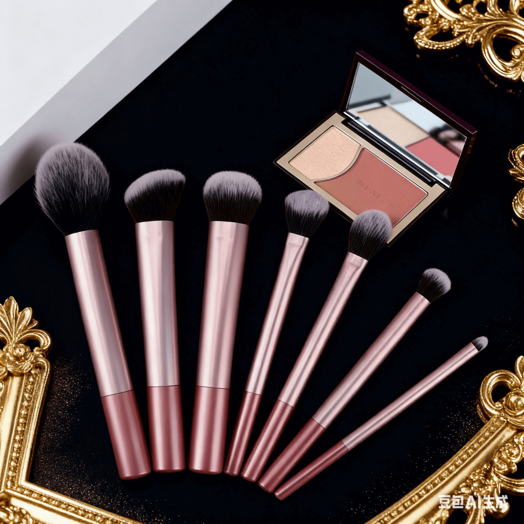 Coleção de Pincéis de Maquiagem com 7 Peças para Blush, Pó Fixador, Corretivo e Sombra.