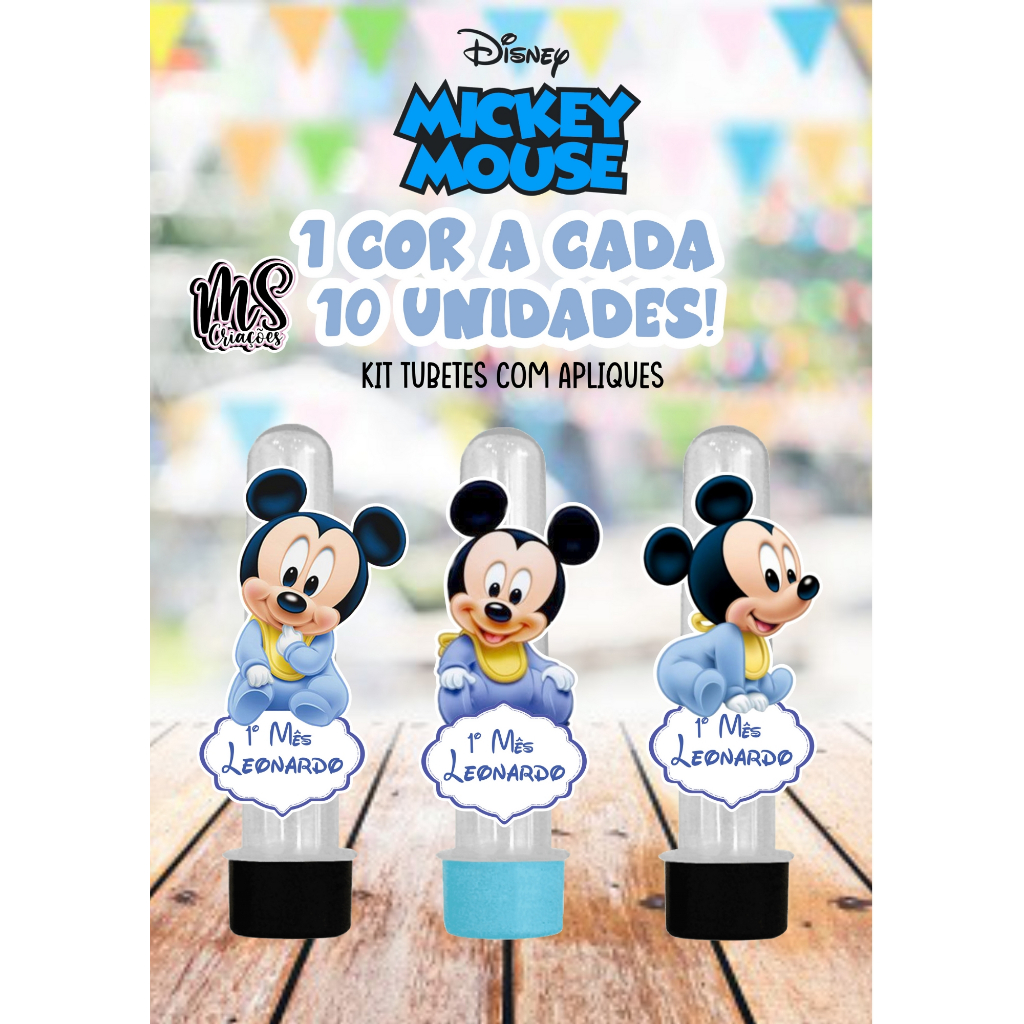 Kit APLIQUES /MICKEY BABY Personalizados com Aplique 3D – Lembrancinhas Aniversário, Decoração de mesa