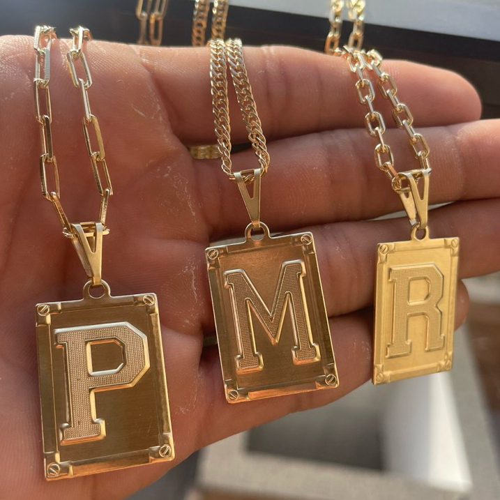 Cordão Corrente de Moeda Antiga+ Pingente Letra em Oferta na Shopee