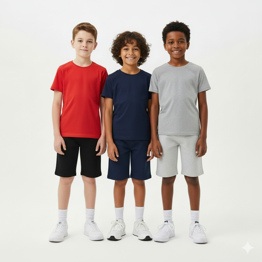 kit 3 Camiseta infantil básica sem estampa para menino em meia malha 100% algodão tamanhos 1 ao 12 anos  Cores Sortidas