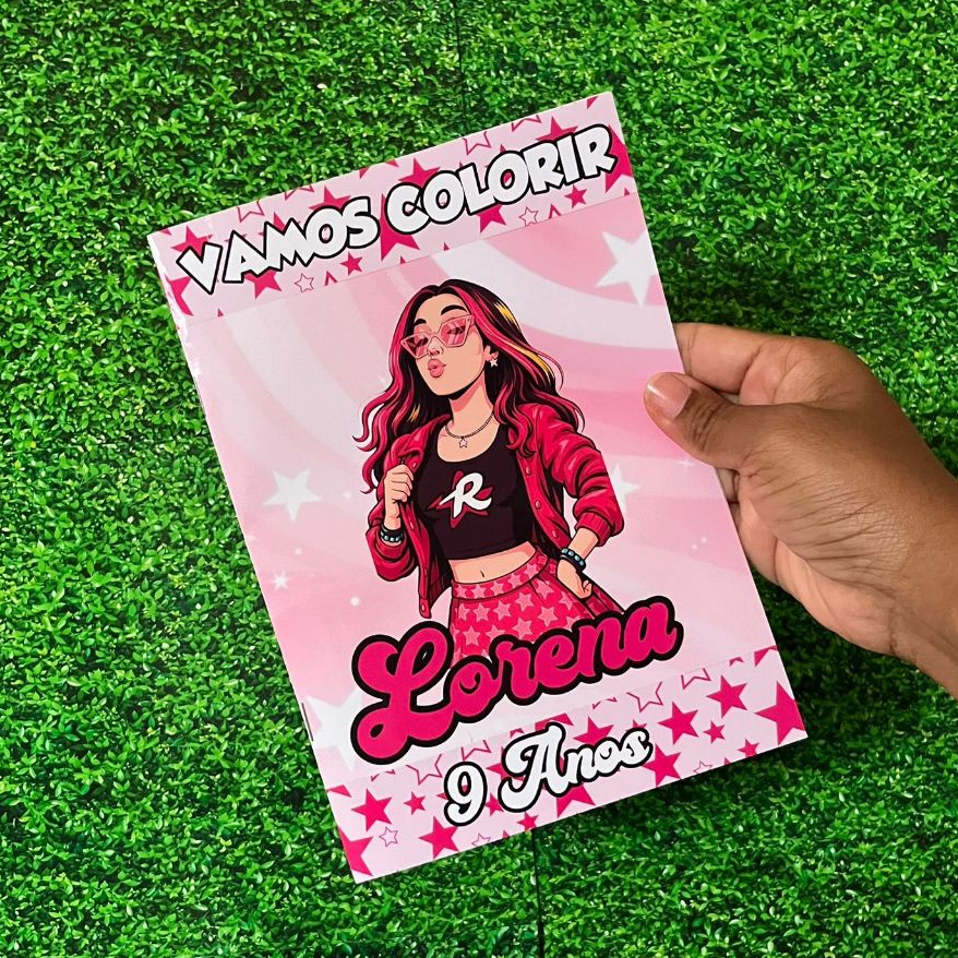 Revistinha de Colorir Personalizada Emily Vick Dos Rosa - Livrinho de Colorir - Lembrancinha de Aniversário Giz de Cera
