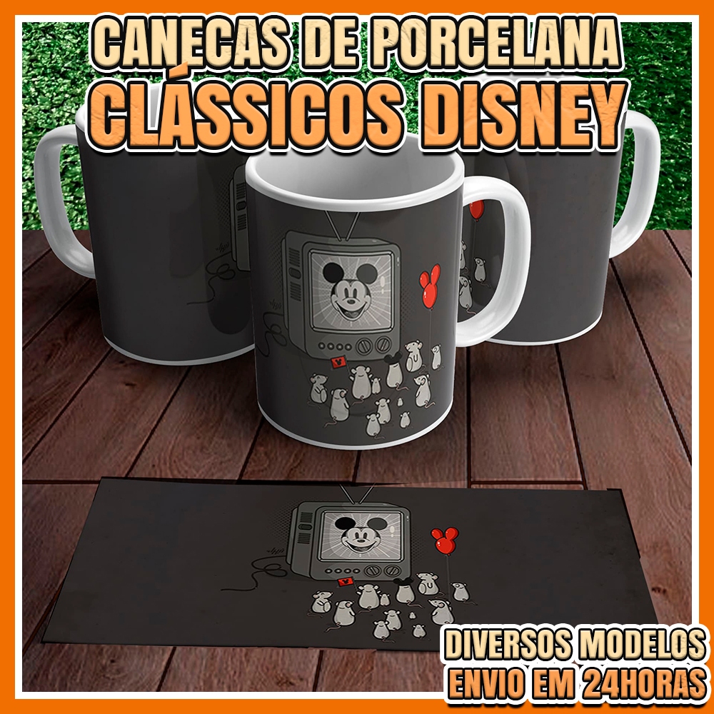 Caneca Clássicos Disney • Mickey, Donald, Branca de Neve e Muito + • Caneca de Porcelana 325ml Geek