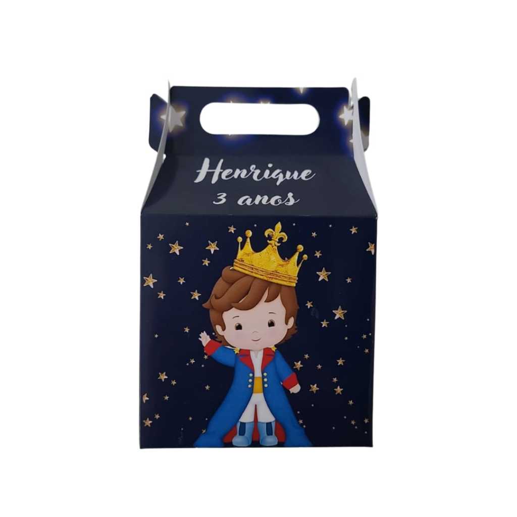 Caixinhas Maletinha Pequeno Príncipe Cabelo Castanho Personalizado para Festa de Aniversário