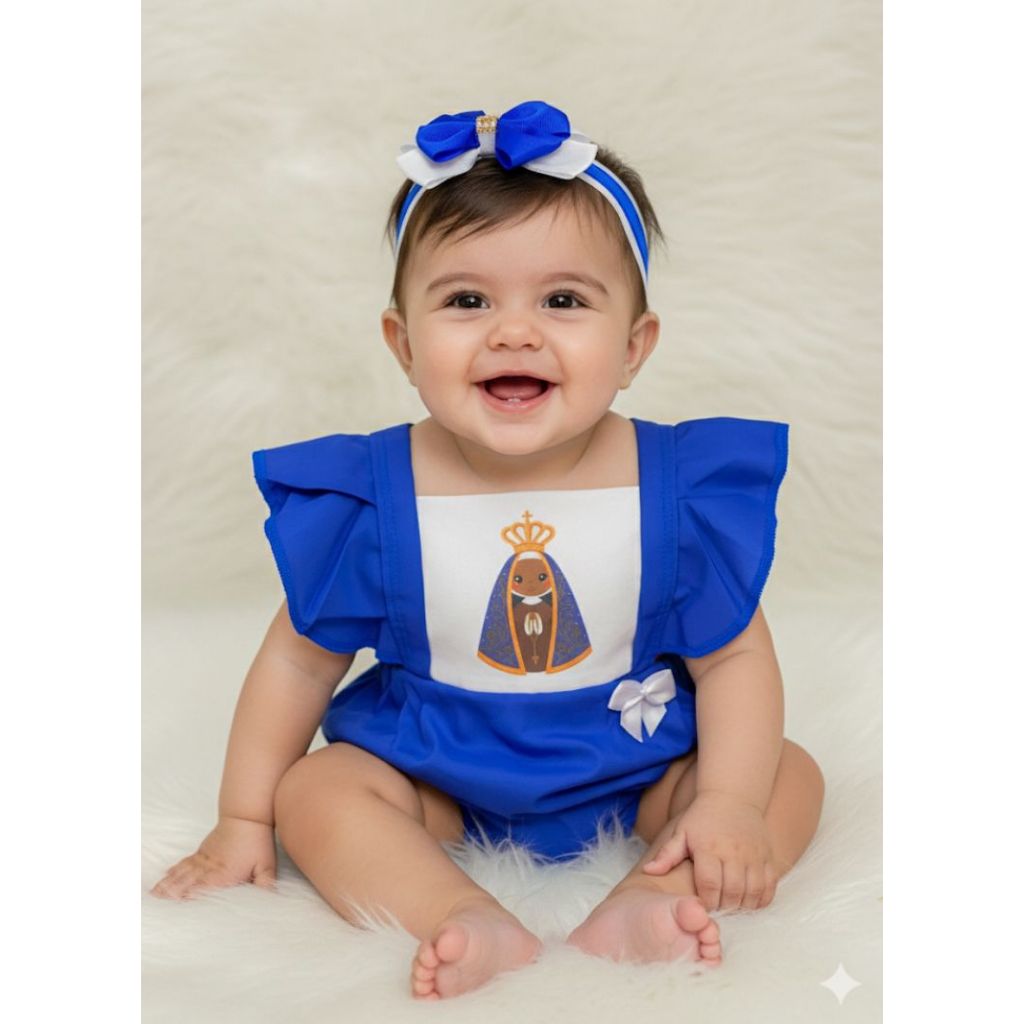 Romper body tematico mesversario nossa senhora bebe menina em Oferta na Shopee