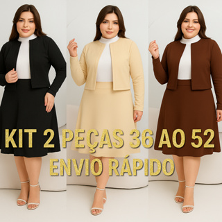 CONJUNTO SOCIAL FEMININO KIT 2 PEÇAS COMBO CASACO E SAIA ROUPA SOCIAL MIDI RODADA MODA EVANGÉLICA PLUS SIZE MAIS VENDIDO em Oferta na Shopee