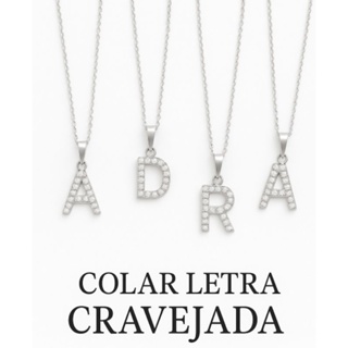Colar de Letra Cravejadas ABC Completo Inicial Nome Delicado Cute Minimalista Conjunto em Oferta na Shopee