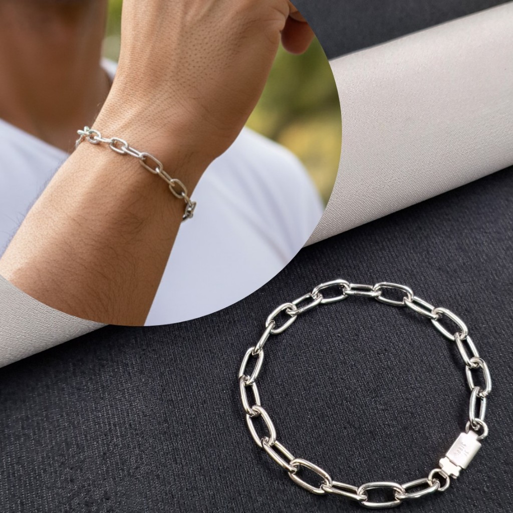 Pulseira Aço Inoxidável Elo Alongado 6mm  de Largura Escolha O Tamanho fecho Gaveta Pulseira Masculina Feminina