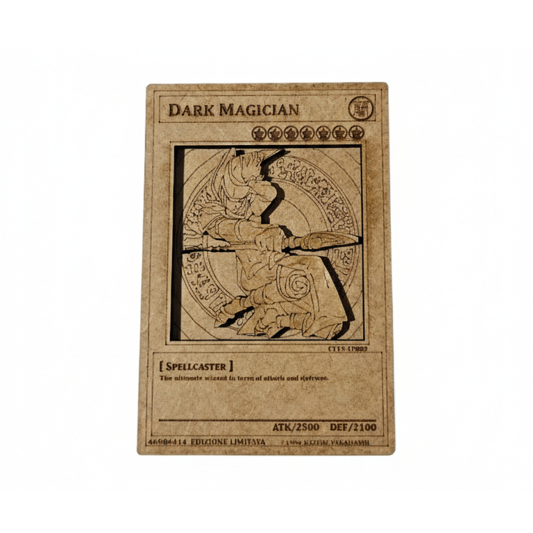 Carta Yugioh em MDF – Mago Negro Dragão Branco Exôdia | Colecionável Geek Deck Yu-Gi-Oh 9x6cm