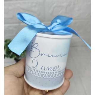 Lembrancinha Tubo lata Personalizada Batizado Maternidade Bebê Aniversário Nome 7x6 cm