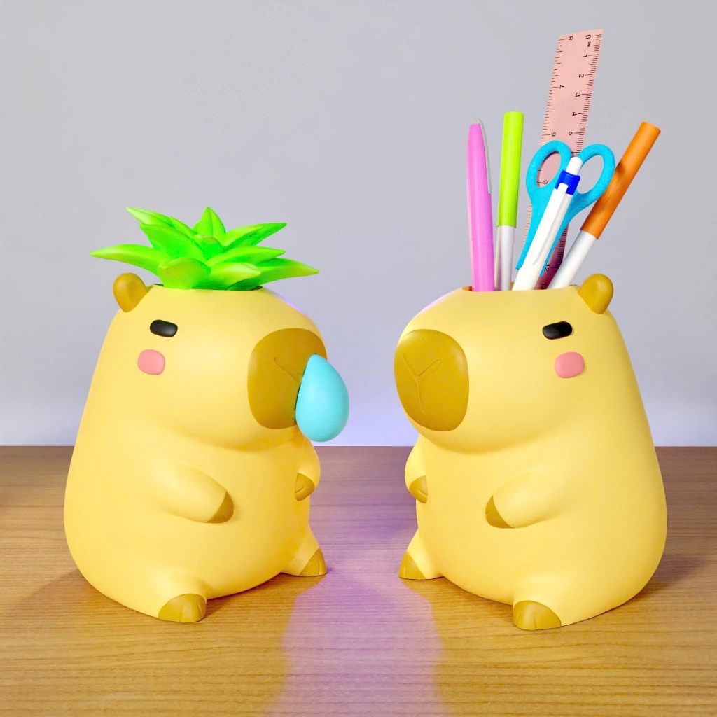 Porta-Objetos Capivara Fofa – Porta-Canetas / Vaso Decorativo 3D