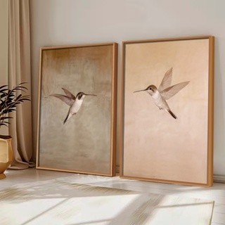 Kit2 QUADROS decorativo com MOLDURA CAIXA ALTA grande 41x61 cm Beija-Flor, Arte Minimalista Retrô para Decoração Rústica em Oferta na Shopee