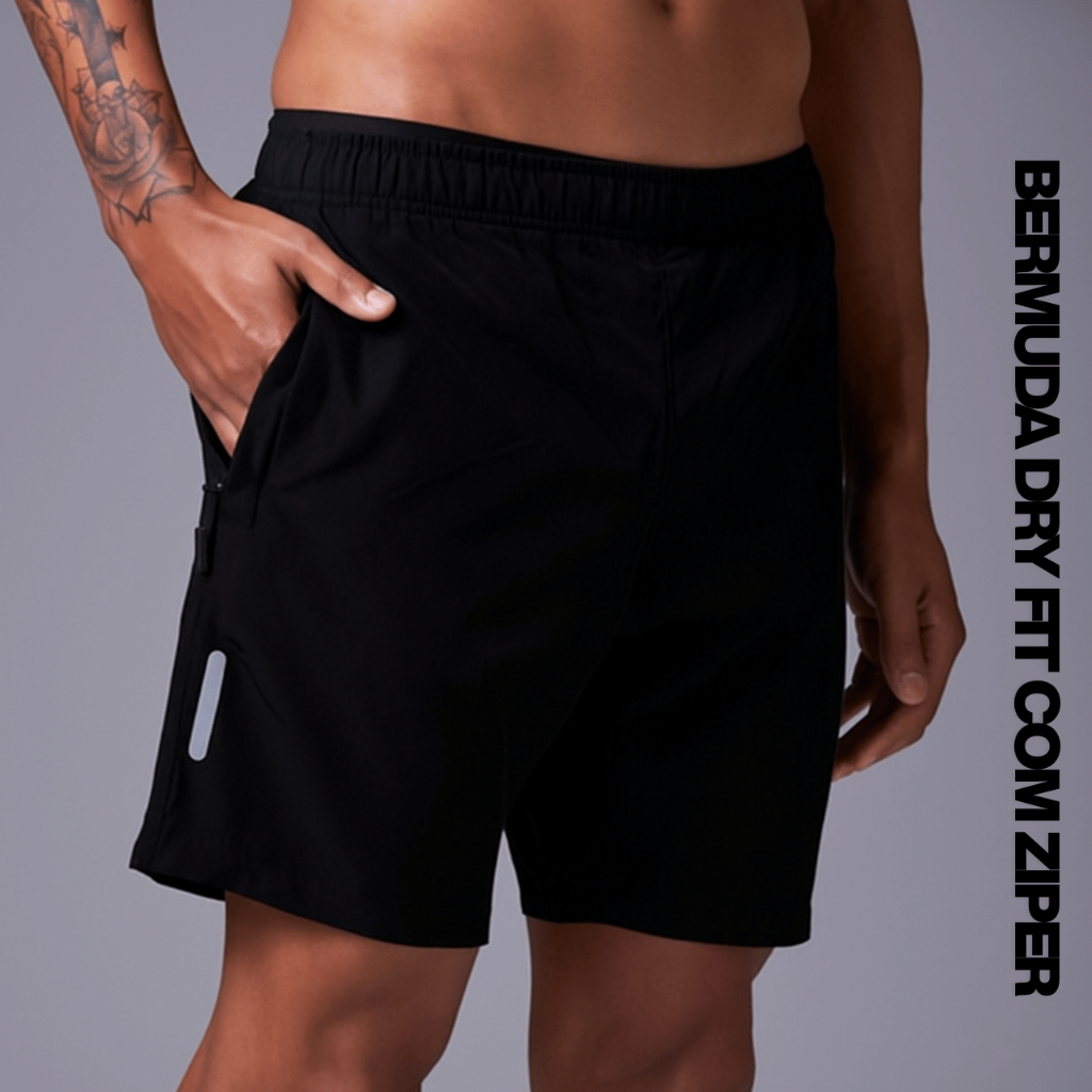 Shorts Masculino Dry Fit Premium com Zíper Reforçado Fresquinho Respirável Academia Praia Lazer Dia a Dia em Oferta na Shopee