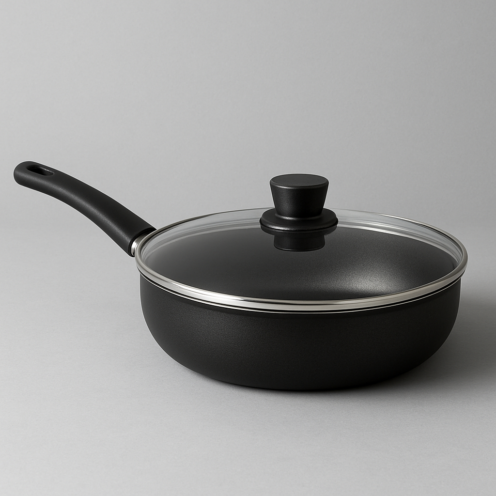 Imagem Frigideira Wok Antiaderente 24cm Funda Tampa de Vidro Profissional