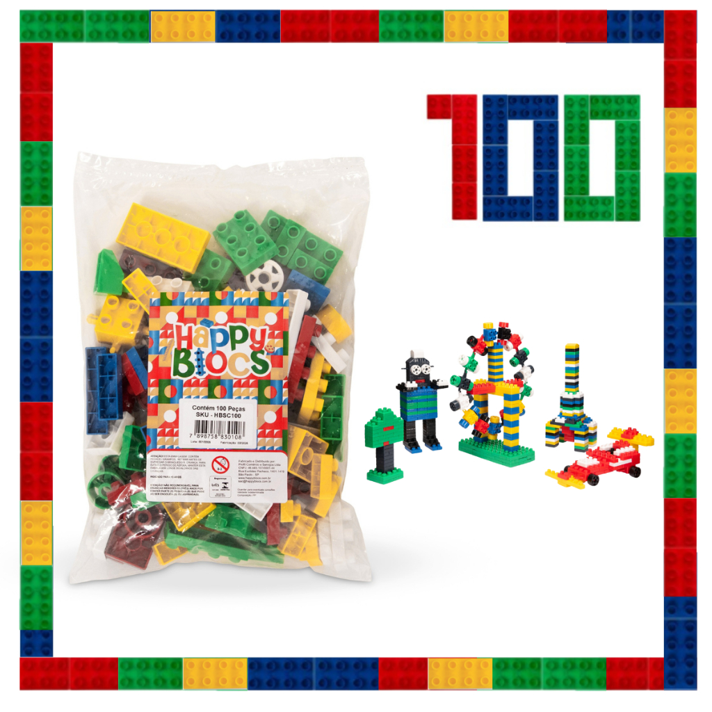Blocos Educativos De Montar Infantil Premium 100 Pçs +3anos em Oferta na Shopee