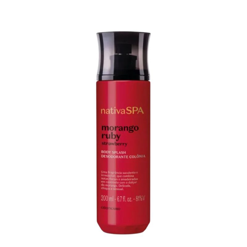Body Splash Desodorante Colônia Nativa SPA Morango Ruby 200ml
