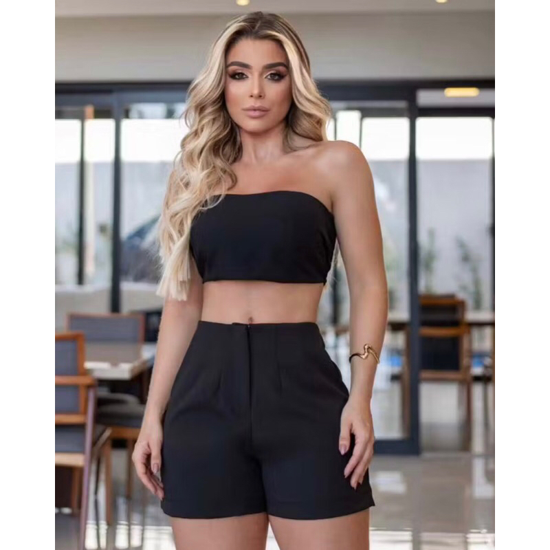 Short Modelo Alfaiataria Cintura Alta Feminino - Elegante Versátil e Confortável