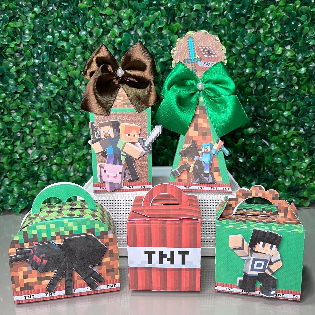 PEGUE E MONTE Kit Festa Minecraft | Personalizados | Lembrancinhas | Festa infantil | Aniversário Caixinhas