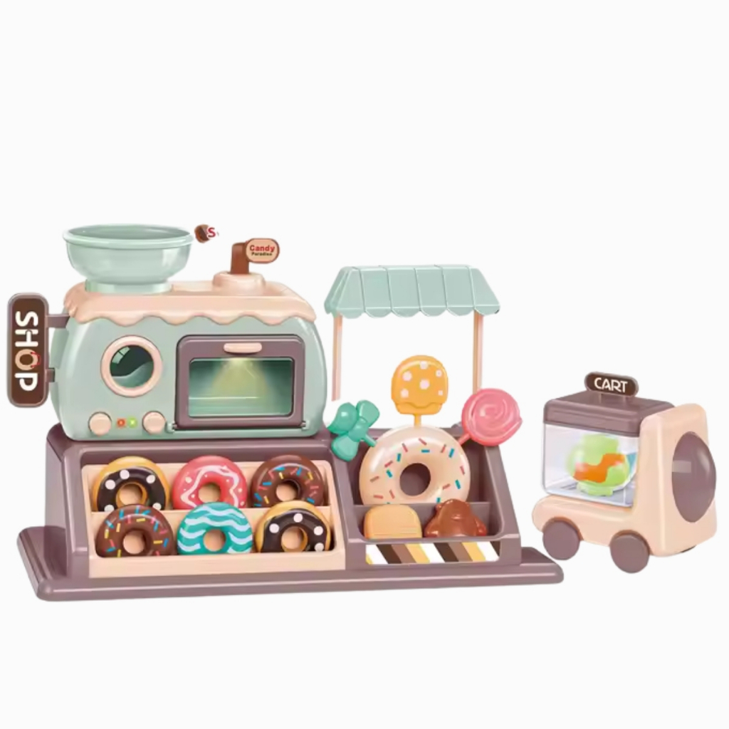 Brinquedo Mini Loja de Doce e Guloseimas de Faz De Conta Com Carrinho de Entrega Luz E Som Super Fofinho em Oferta na Shopee