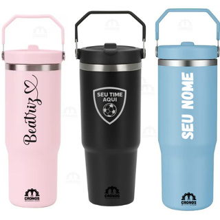 Copo Garrafa Térmica Flip 900ml Inox Personalizada Nome Time Curso Esportiva Bico Alça Academia Viagem Trabalho Escola em Oferta na Shopee