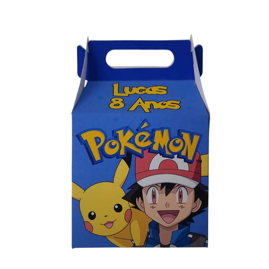 Caixinhas Maletinha Pokémon Personalizadas com Nome e Idade Lembrancinha Festa Infantil
