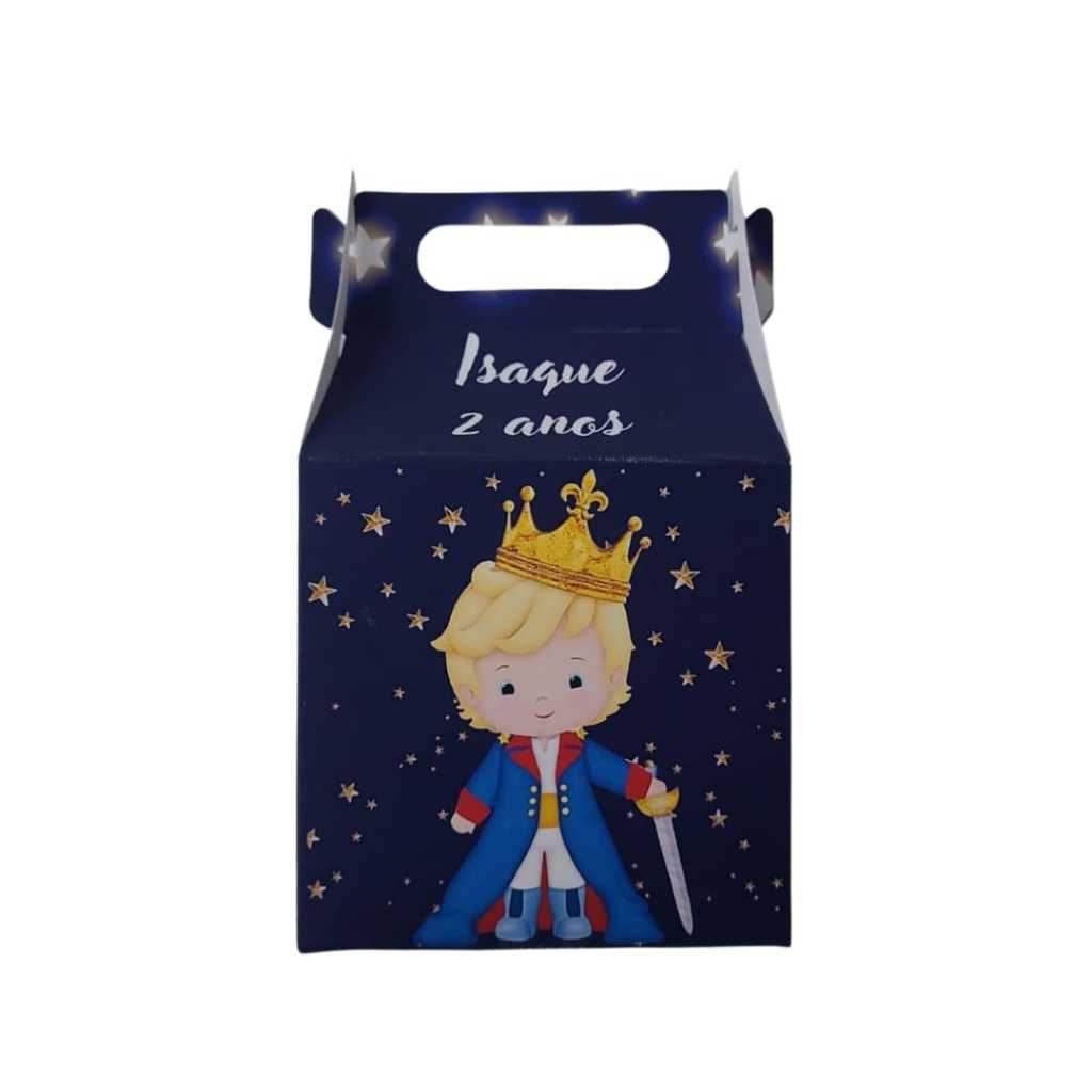 Caixinhas Maletinha Pequeno Príncipe Loiro Personalizadas com Nome e Idade Lembrancinha Festa Infantil