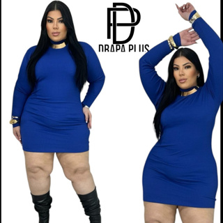 DRAPA PLUS - VESTIDO GOLA PLUS SIZE em Oferta na Shopee